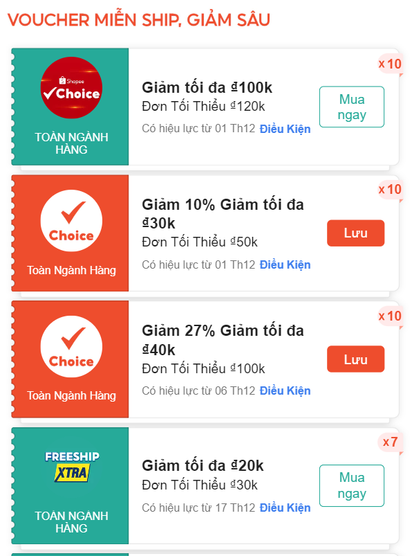 Mã giảm giá Shopee